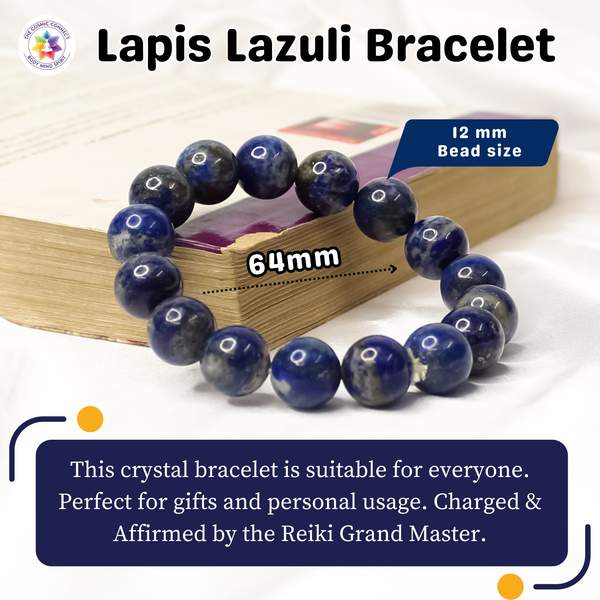 Premium Lapis Lazuli Healing Bracelet - Communication, Wisdom & Inner Peace 12