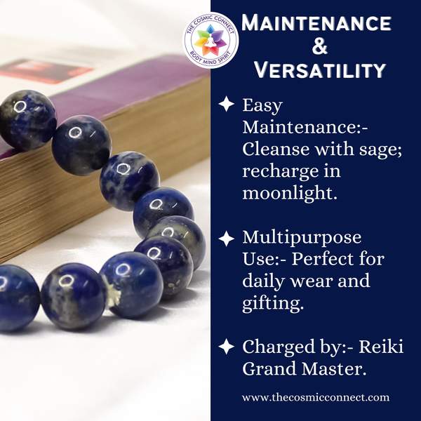Premium Lapis Lazuli Healing Bracelet - Communication, Wisdom & Inner Peace 13