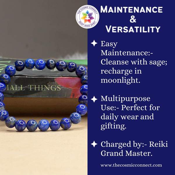 Premium Lapis Lazuli Healing Bracelet - Communication, Wisdom & Inner Peace 5