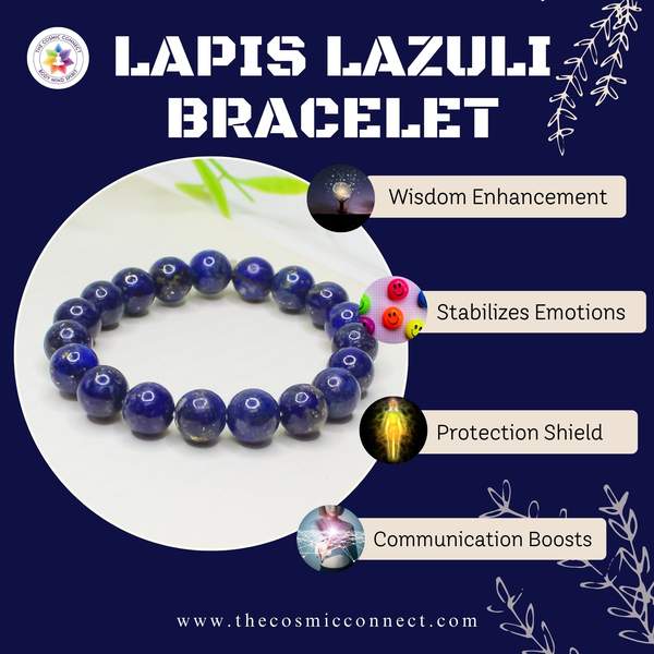 Premium Lapis Lazuli Healing Bracelet - Communication, Wisdom & Inner Peace 7