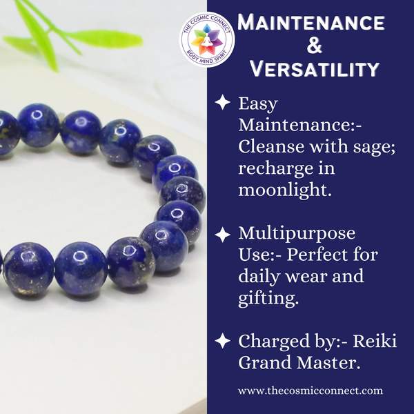Premium Lapis Lazuli Healing Bracelet - Communication, Wisdom & Inner Peace 9