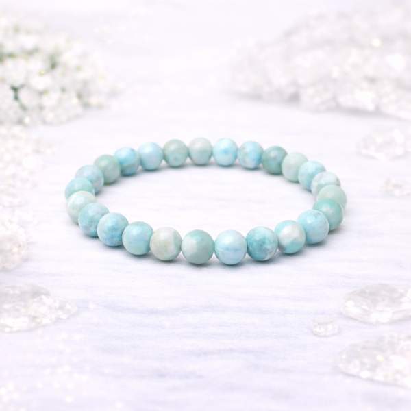 Premium Larimar Healing Bracelet Stress Relief and Throat Chakra Balance