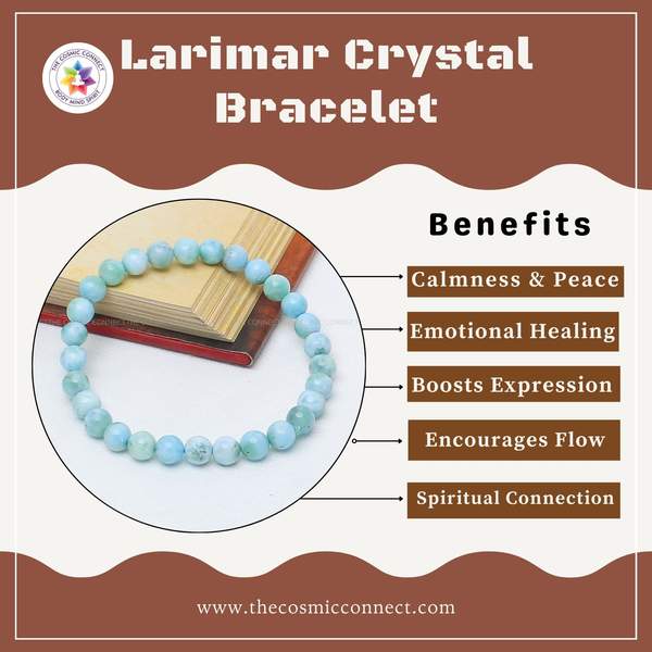 Premium Larimar Healing Bracelet Stress Relief and Throat Chakra Balance 3