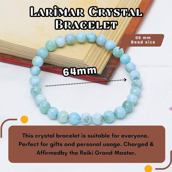 Premium Larimar Healing Bracelet Stress Relief and Throat Chakra Balance 4