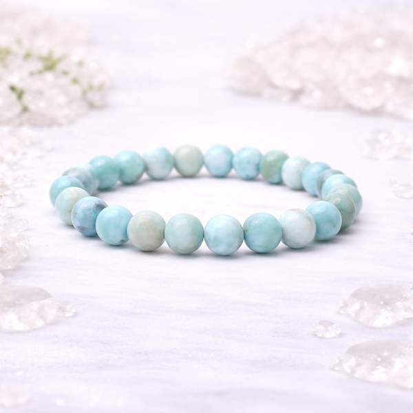 Premium Larimar Healing Bracelet Stress Relief and Throat Chakra Balance 6