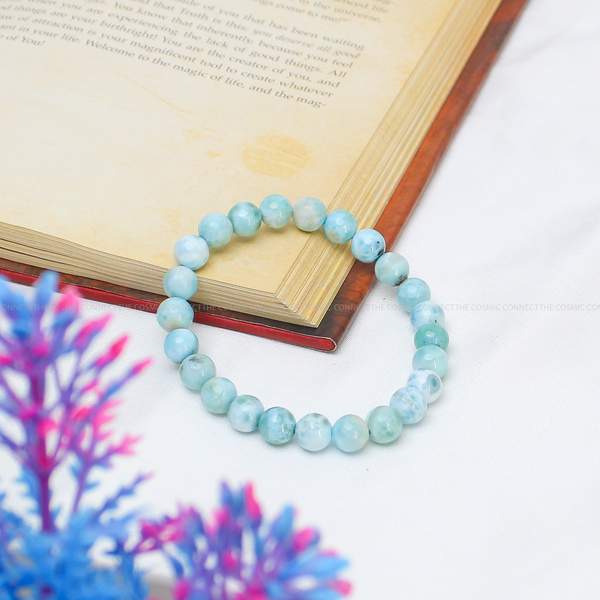 Premium Larimar Healing Bracelet Stress Relief and Throat Chakra Balance 7