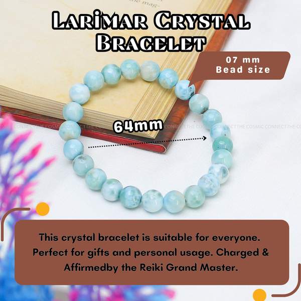 Premium Larimar Healing Bracelet Stress Relief and Throat Chakra Balance 9