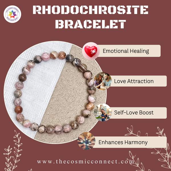 Premium Rhodochrosite Healing Bracelet - Emotional Healing, Enhance Compassion 3