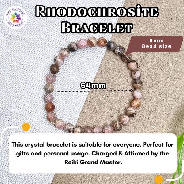 Premium Rhodochrosite Healing Bracelet - Emotional Healing, Enhance Compassion 4
