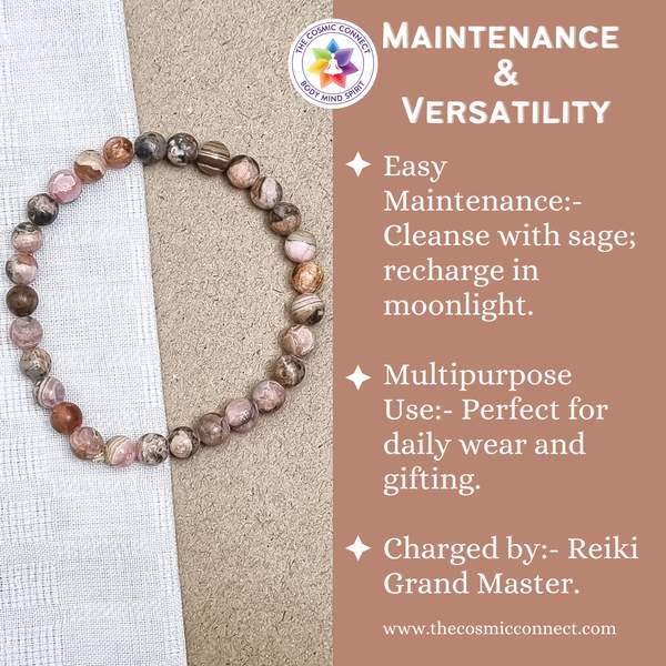 Premium Rhodochrosite Healing Bracelet - Emotional Healing, Enhance Compassion 5