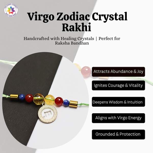 Premium Virgo Zodiac Rakhi with Crystals Boost Confidence & Attract Abundance 3