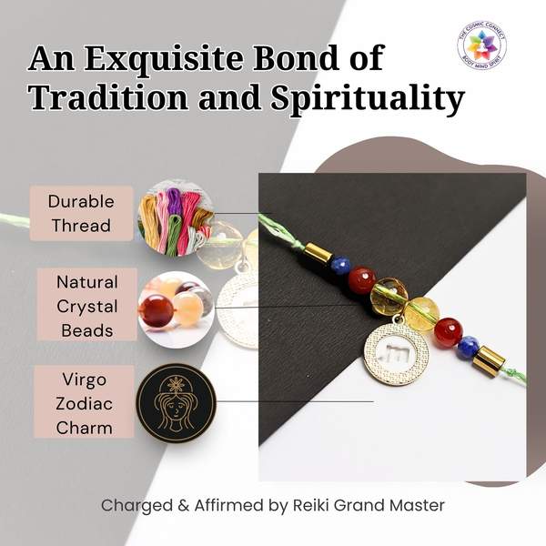 Premium Virgo Zodiac Rakhi with Crystals Boost Confidence & Attract Abundance 4