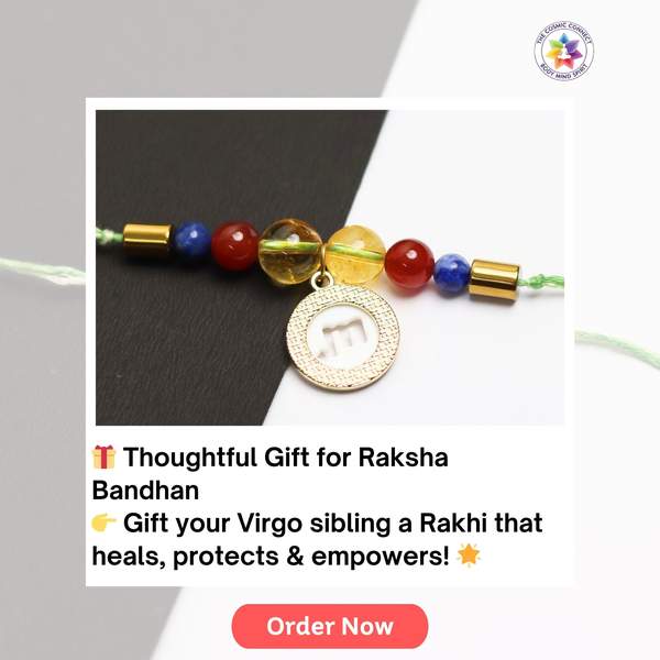 Premium Virgo Zodiac Rakhi with Crystals Boost Confidence & Attract Abundance 5
