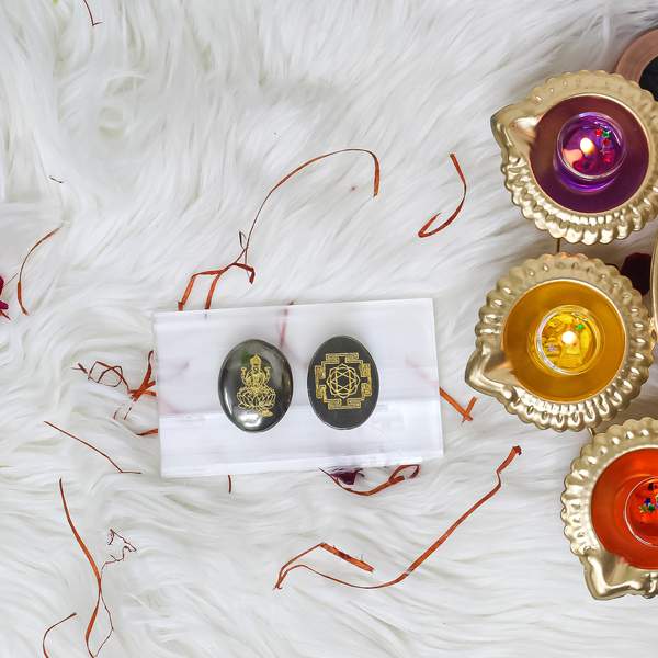 Pyrite Coin Embedded Goddess Laxmi & Shree Yantra for Abundance 2