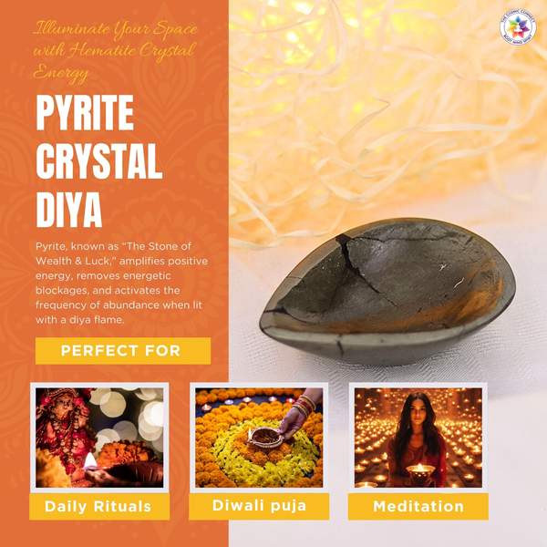 Pyrite Crystal Diya for Home Temple, Laxmi Pujan & Housewarming Gifts 2