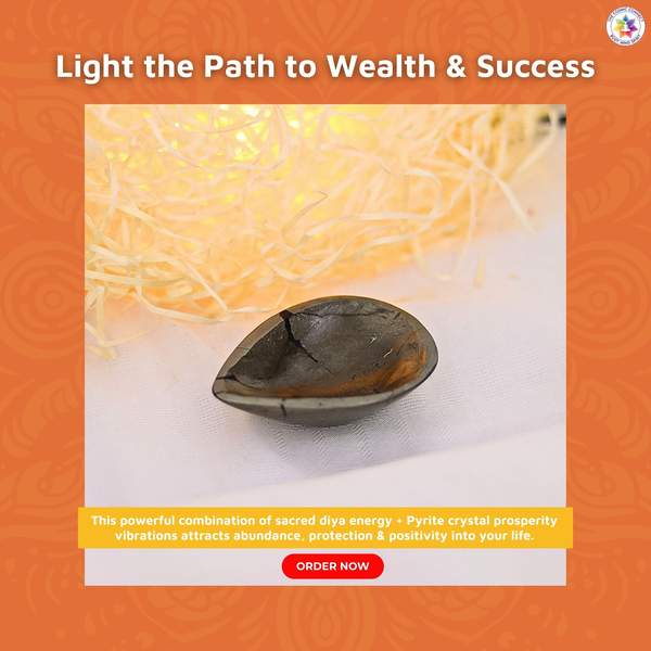 Pyrite Crystal Diya for Home Temple, Laxmi Pujan & Housewarming Gifts 7