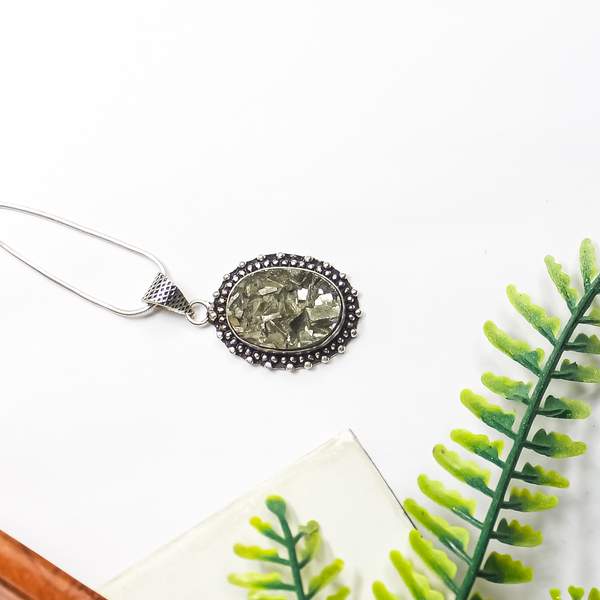 Pyrite Crystal Pendant for Prosperity, Confidence & Protection 2