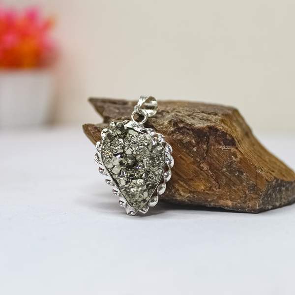 Pyrite Crystal Pendant for Prosperity, Confidence & Protection 3