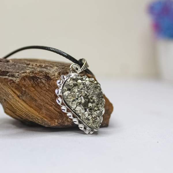 Pyrite Crystal Pendant for Prosperity, Confidence & Protection 4