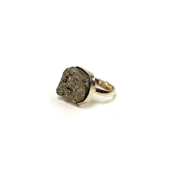 Pyrite Crystal Ring A Magnet for Wealth, & Protection