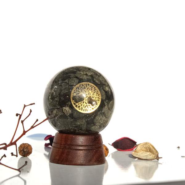 Pyrite Orgone Sphere for Wealth, Protection, & Positive Energy