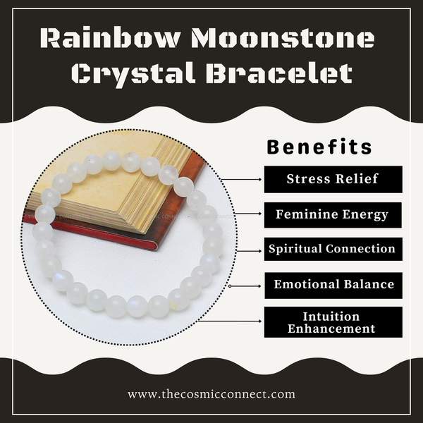 Rainbow Moonstone Bracelet for Intuition, Emotional Balance & Feminine Energy 3