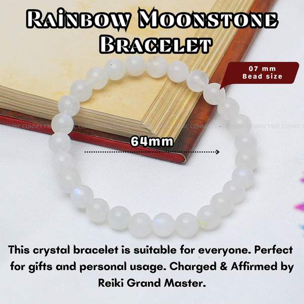 Rainbow Moonstone Bracelet for Intuition, Emotional Balance & Feminine Energy 4