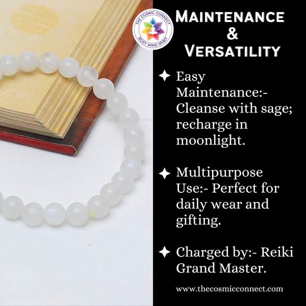Rainbow Moonstone Bracelet for Intuition, Emotional Balance & Feminine Energy 5