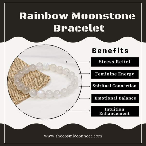 Rainbow Moonstone Bracelet for Intuition, Emotional Balance & Feminine Energy 8