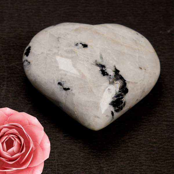 Rainbow Moonstone Puffy Heart for Peace, & Emotional Healing