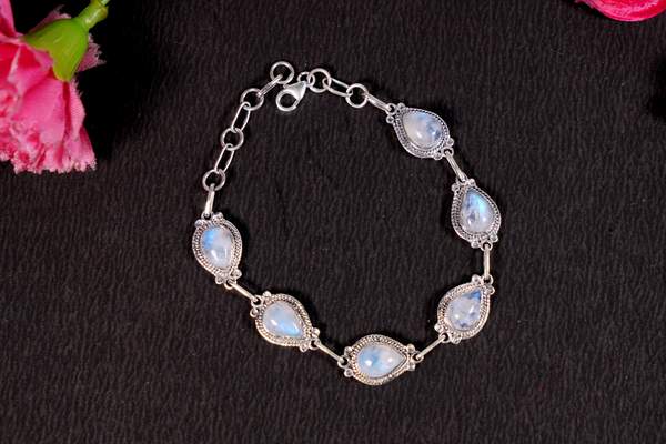 Rainbow Moonstone Silver Bracelet for Intuition, & Inner Peace 2
