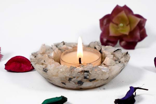 Rainbow Moonstone T-Light Candle Holder Illuminate Your Space with Tranquility