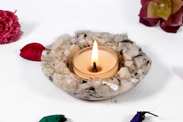 Rainbow Moonstone T-Light Candle Holder Illuminate Your Space with Tranquility 2