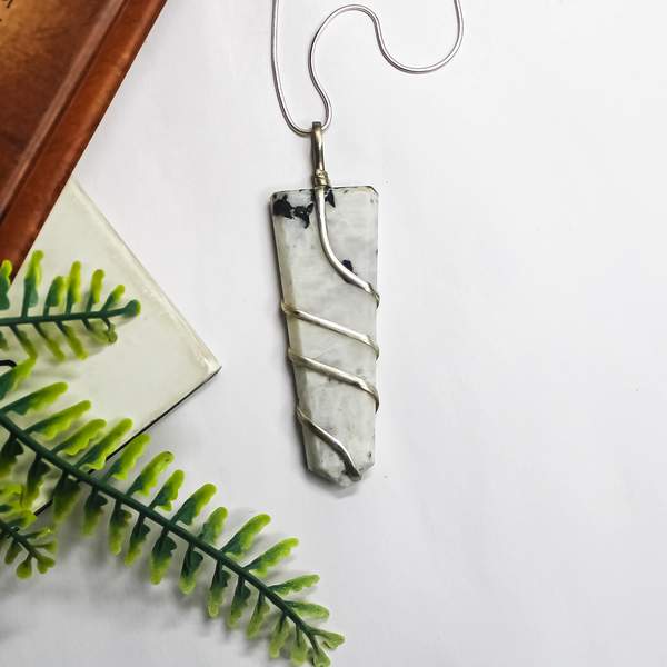 Rainbow Moonstone Wired Pendant for Divine Feminine Energy
