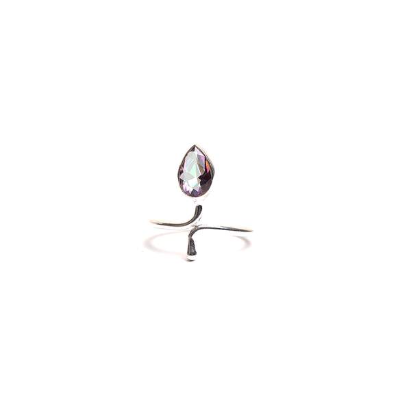 Rainbow Quartz Adjustable Silver Ring Embrace Harmony & Healing
