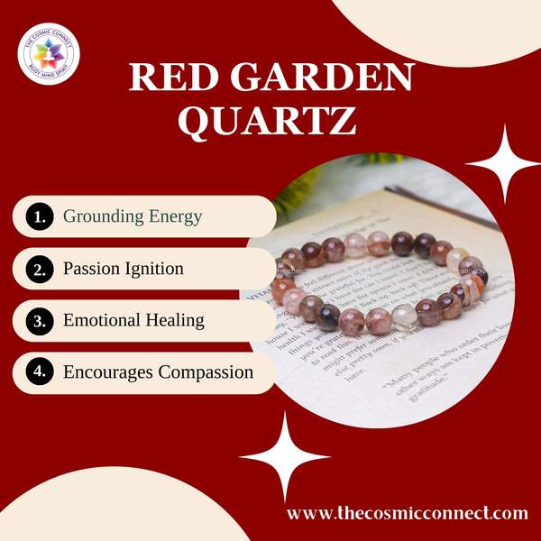 Red Garden Quartz Healing Bracelet - Enhanced Creativity & Root Chakra Balance 3