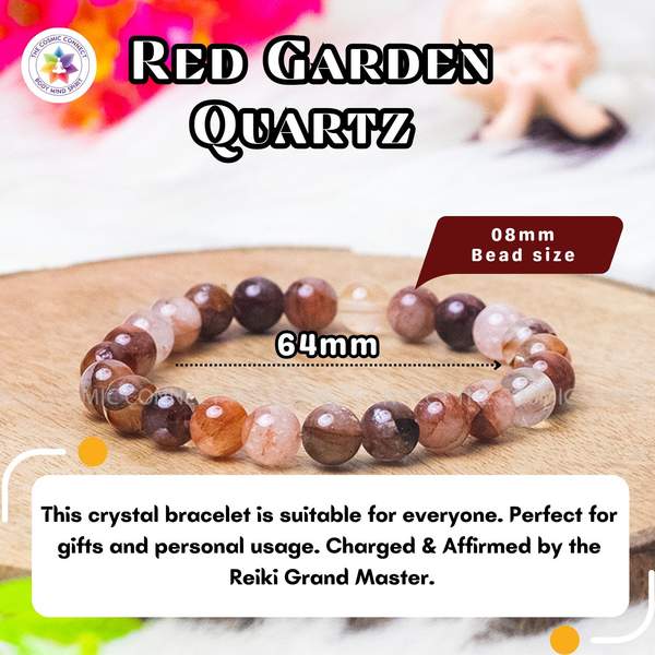 Red Garden Quartz Healing Bracelet - Enhanced Creativity & Root Chakra Balance 4