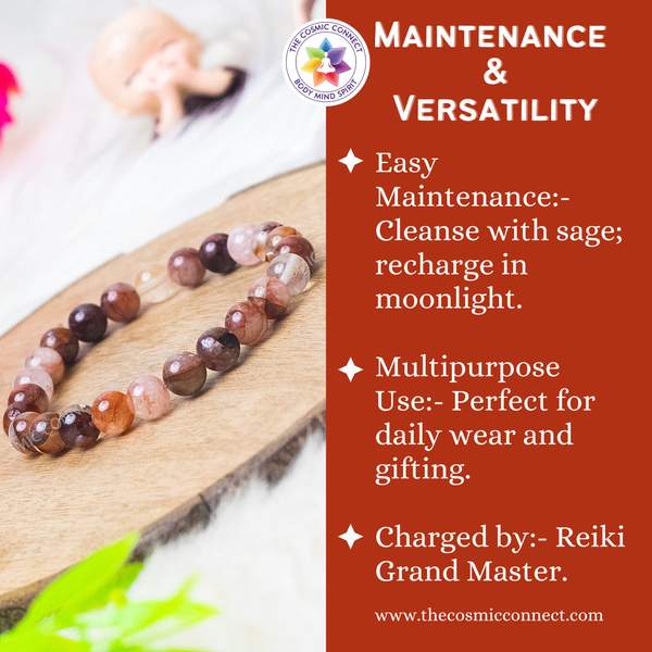 Red Garden Quartz Healing Bracelet - Enhanced Creativity & Root Chakra Balance 5