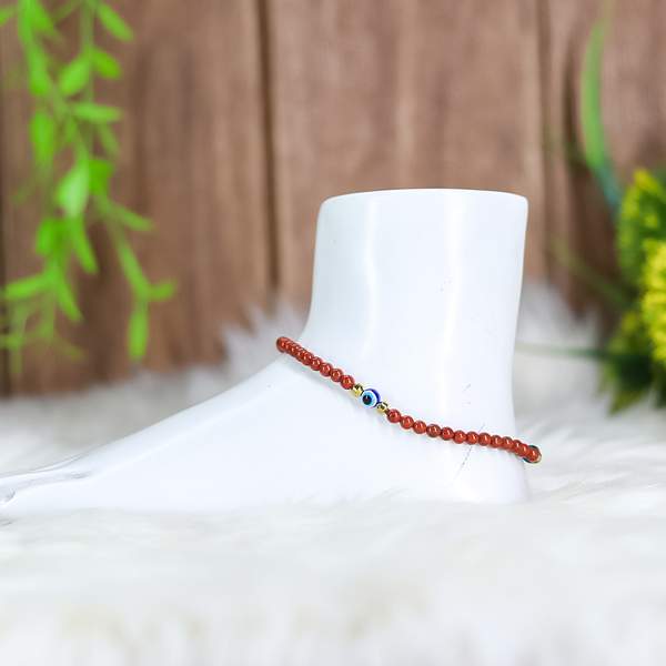 Red Jasper Crystal Anklet for Grounding, Strength & Stability