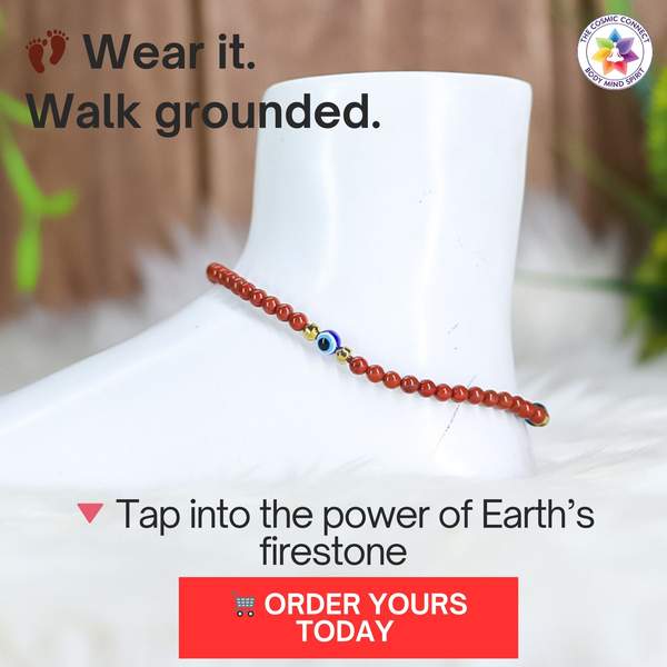 Red Jasper Crystal Anklet for Grounding, Strength & Stability 9