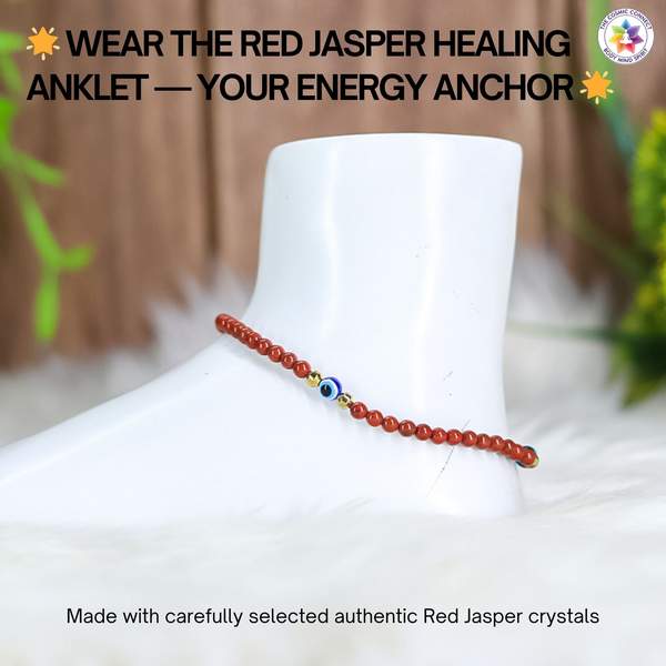 Red Jasper Crystal Anklet for Grounding, Strength & Stability 4