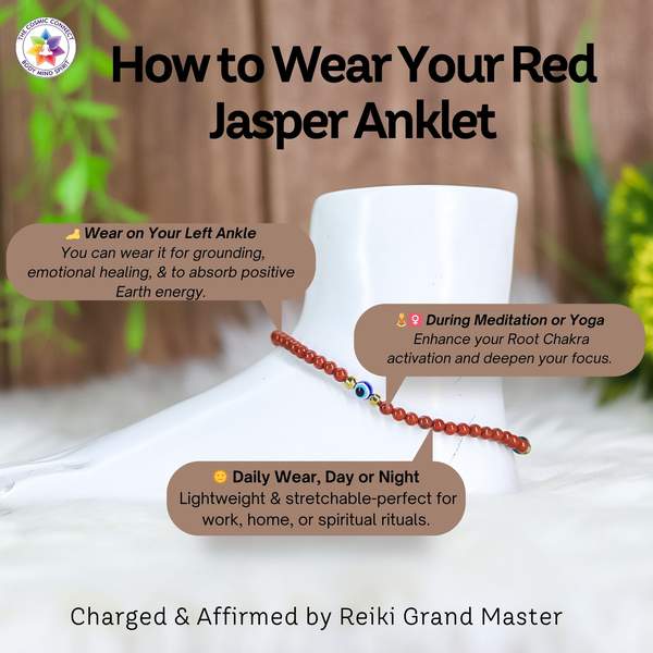 Red Jasper Crystal Anklet for Grounding, Strength & Stability 6