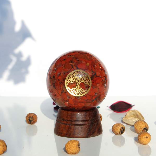 Red Jasper Orgone Sphere for Grounding, Protection & Energy Balance