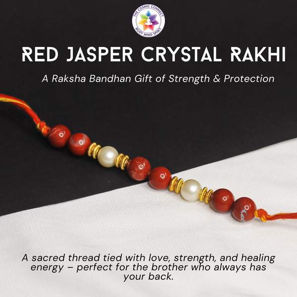 Red Jasper & Pearl Crystal Rakhi for Strength, Balance & Emotional Healing 2