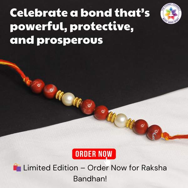 Red Jasper & Pearl Crystal Rakhi for Strength, Balance & Emotional Healing 6