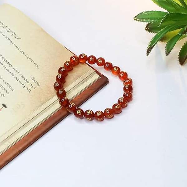 Red Onyx Om Chant Bracelet for Inner Strength | 8mm Beads 2