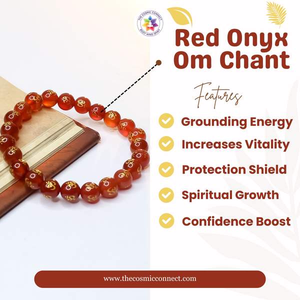 Red Onyx Om Chant Bracelet for Inner Strength | 8mm Beads 3