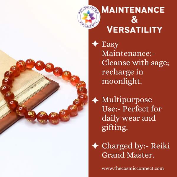 Red Onyx Om Chant Bracelet for Inner Strength | 8mm Beads 5