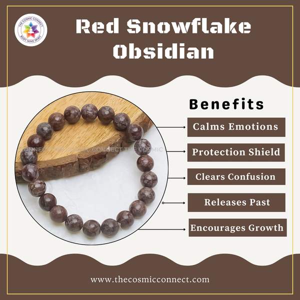 Red Snowflake Obsidian Bracelet for Protection, Strength & Emotional Balance 3