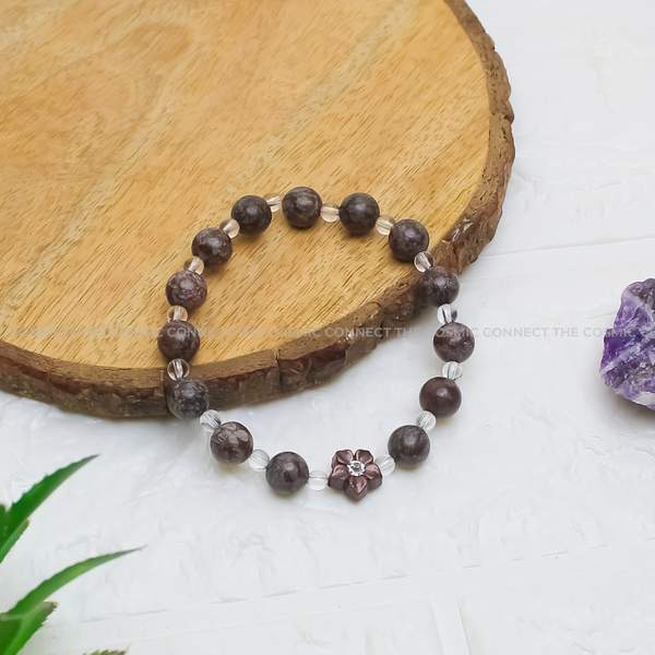 Red Snowflake Obsidian + Clear Quartz Bracelet – Protection, Clarity 2